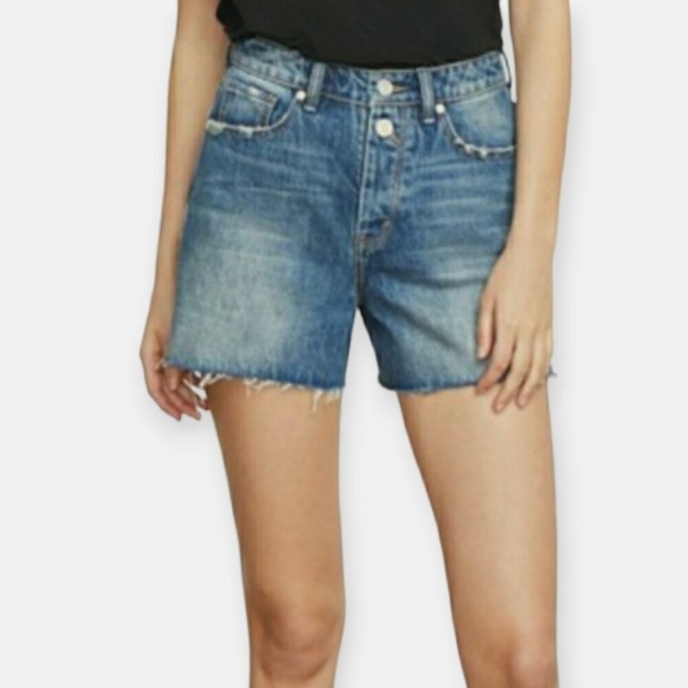 Habitual Maddie High-Waisted Button Fly Denim Raw Hem Cutoff Shorts 24